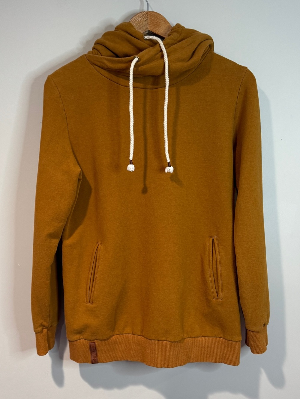 Abercrombie & Fitch Mens Tan Funnel Neck Hoodie Pullover Athleisure Minimalist L